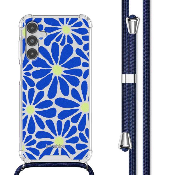 imoshion Design hoesje met koord Samsung Galaxy A14 (5G/4G) - Cobalt Blue Flowers Connect