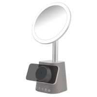 imoshion Make-up Spiegel met Bluetooth Speaker en Draadloze Oplader - Zilver