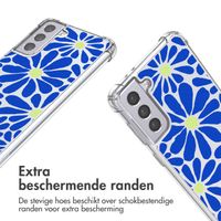 imoshion Design hoesje met koord Samsung Galaxy S21 - Cobalt Blue Flowers Connect