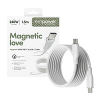 Empower by PanzerGlass Magnetic Snake USB-C naar USB-C Oplaadkabel - 240W - 1,5 meter - Silver White
