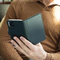 Selencia Echt Leren Bookcase Samsung Galaxy S21 - Groen