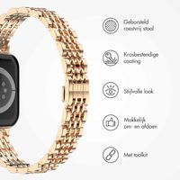 Selencia Slim Steel Jubilee Inspired schakelbandje Apple Watch Series 1 t/m 9 / SE (38/40/41 mm) | Series 10 / 11 (42 mm) - Rosé Goud
