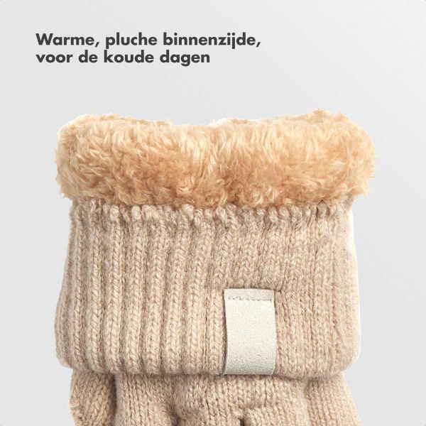 Selencia Wol Look Touchscreen Handschoenen - Vrouwen - Maat M - Beige