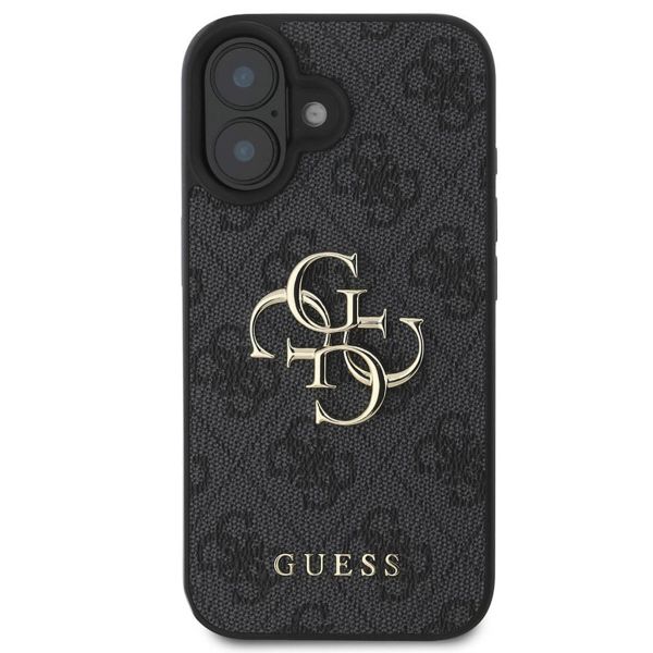 Guess 4G Metal Logo Backcover Apple iPhone 16 - Zwart