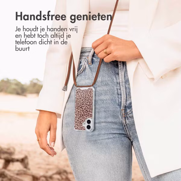 imoshion Design hoesje met koord Apple iPhone 16 - Leopard Mood
