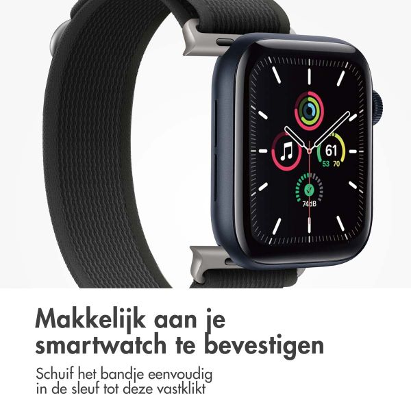 imoshion Nylon Trail bandje Apple Watch Series 1 t/m 9 / SE (38/40/41 mm) | Series 10 (42 mm) - Zwart