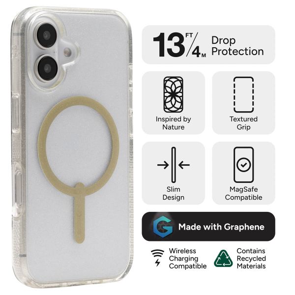 ZAGG Milan Snap Case met MagSafe iPhone 16 - Gold Glitter