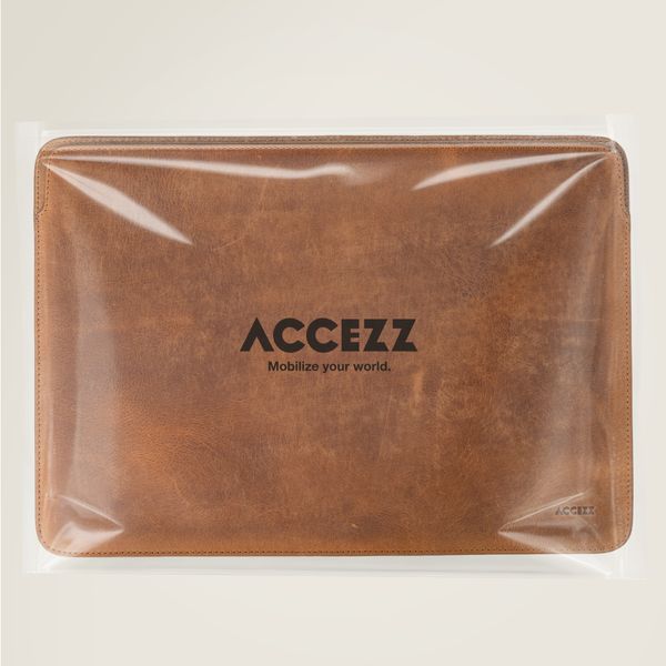 Accezz Leather laptop sleeve 15 inch - Cognac