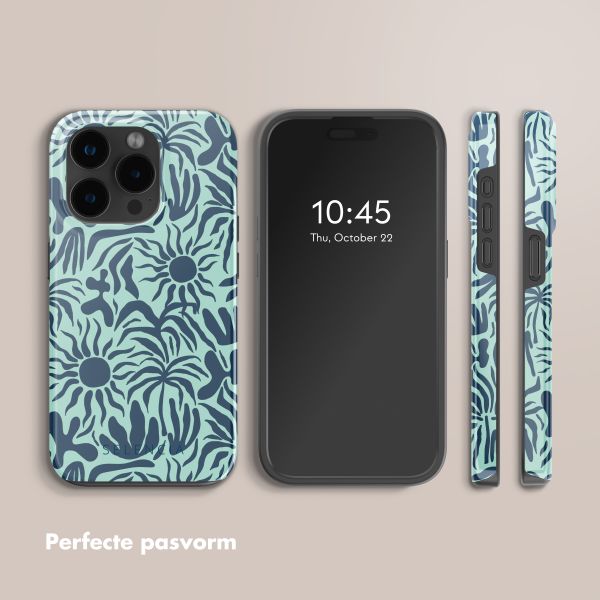 Selencia Vivid Tough Backcover met MagSafe iPhone 15 Pro Max - Tropical Vibes Light Blue