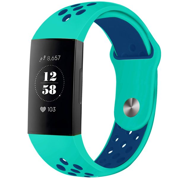 imoshion Siliconen sport bandje Fitbit Charge 3  /  4 - Turquoise  /  Blauw