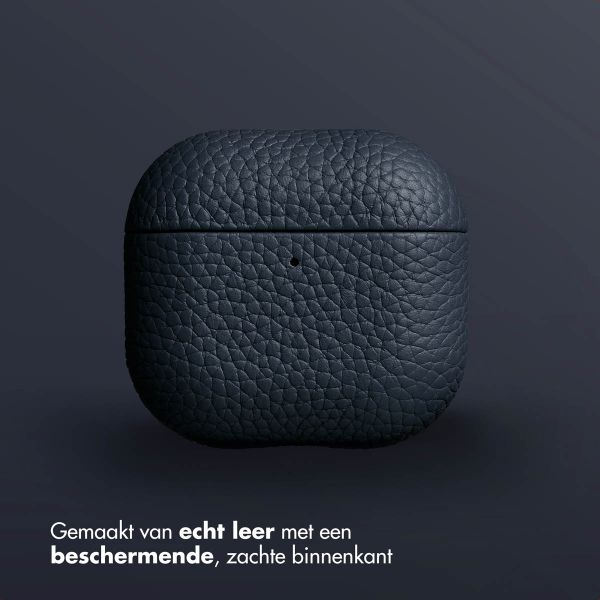 Accezz Echt Leren Case AirPods 4  Donkerblauw