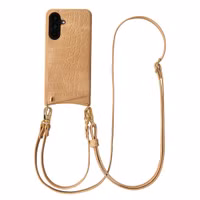 Selencia Nova Croco Telefoonhoes met Koord en Pashouder Samsung Galaxy A36 - Toasted Almond