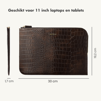 Selencia Croco Laptophoes 11 inch - Laptopsleeve - Choco Brown