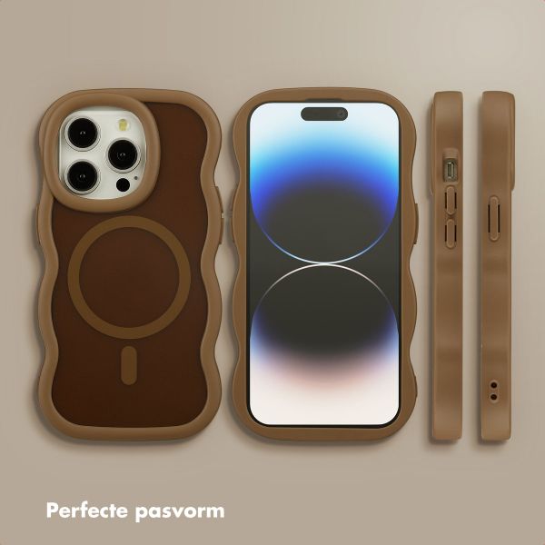 Selencia Wavy Backcover met MagSafe Apple iPhone 14 Pro - Mocha Brown