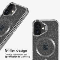 imoshion Clear Glitter Backcover met MagSafe Apple iPhone 16 - Zilver
