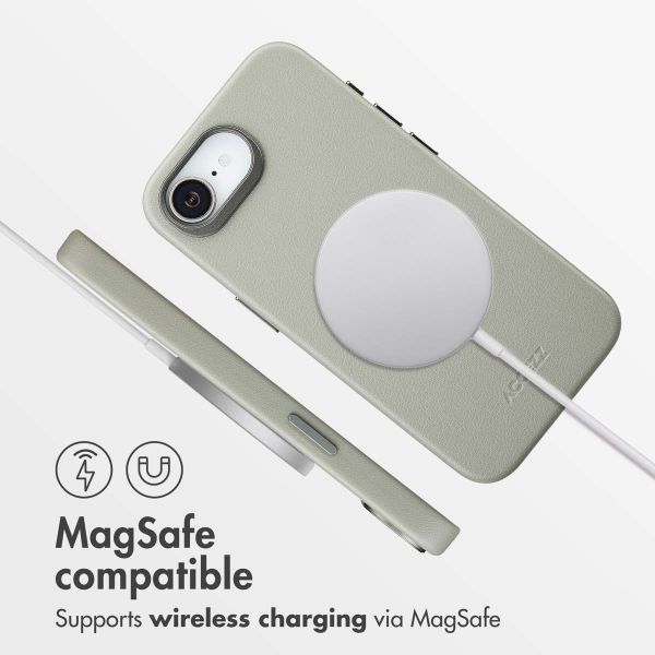 Accezz Leather Back Cover with MagSafe Apple iPhone 17e / 16e - Light Grey
