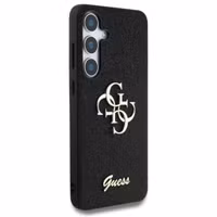 Guess 4G Metal Logo Glitter Backcover Samsung Galaxy S25 - Zwart