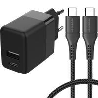 imoshion Oplader met USB-C naar USB-C kabel - Gevlochten textiel - 20 Watt - 1 meter - Zwart