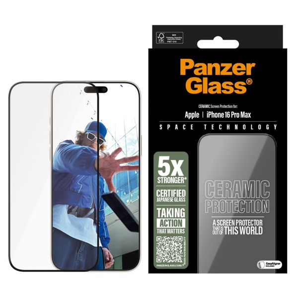 PanzerGlass Ceramic Screenprotector met applicator Apple iPhone 16 Pro Max