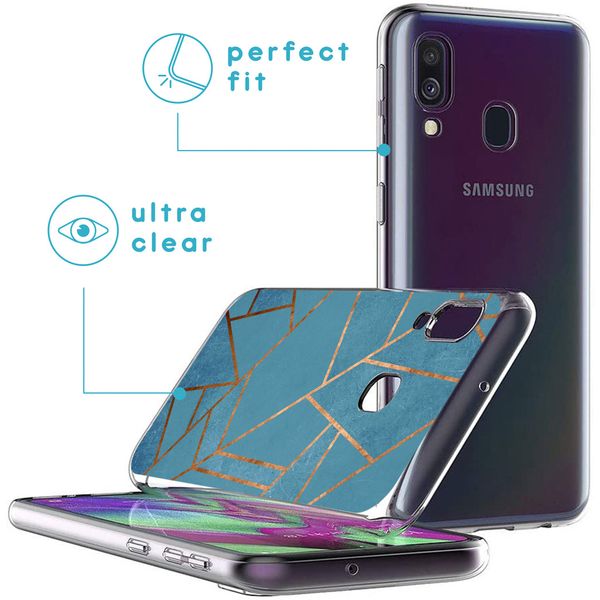 imoshion Design hoesje Samsung Galaxy A40 - Grafisch Koper / Blauw