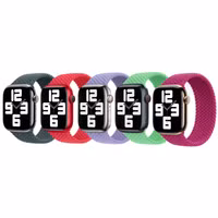 Apple 5 Pack Gevlochten solobandje voor de Apple Watch | 38/40/41/42 mm - Maat 5 - Lake Green/ (PRODUCT)RED/ Lavender/ Bright Green/ Magenta