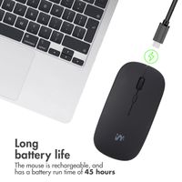 imoshion Wireless Mouse - Rechargeable Computer Mouse + 2.4G USB-A Adapter - Black
