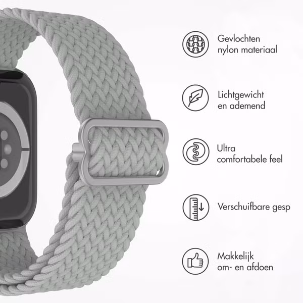imoshion Nylon geweven bandje Apple Watch Series 1 t/m 11 / SE / Ultra (44/45/46/49 mm) - Grijs