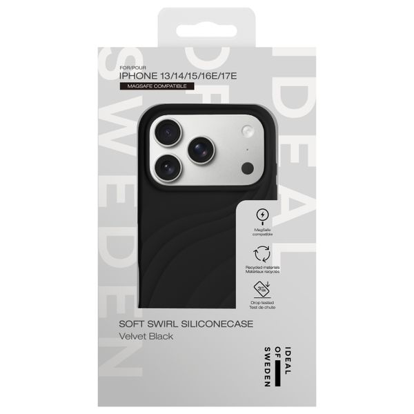 iDeal of Sweden Soft Swirl Silicone MagSafe Case Apple iPhone 17e / 16e / 15 / 14 / 13 - Velvet Black