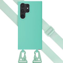 Selencia Siliconen hoesje met afneembaar koord Samsung Galaxy S24 Ultra - Turquoise