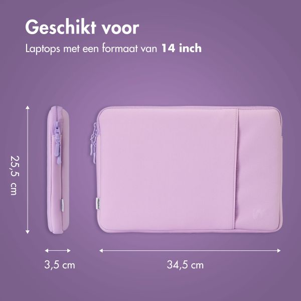 imoshion Laptop hoes 14 inch - Laptopsleeve met vak - Lavender Lilac