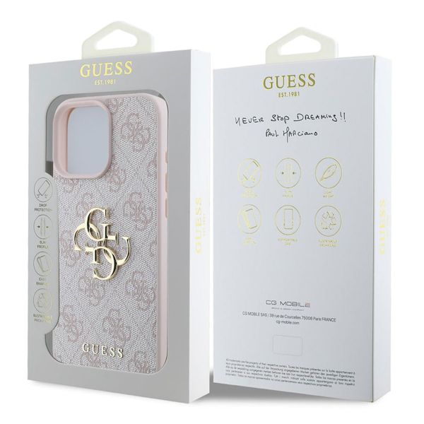Guess 4G Metal Logo Backcover Apple iPhone 16 Pro - Roze