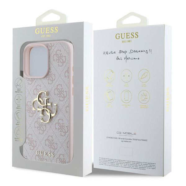 Guess 4G Metal Logo Backcover iPhone 16 Pro - Roze