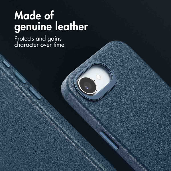 Accezz Leather Back Cover with MagSafe Apple iPhone 17e / 16e - Nightfall Blue