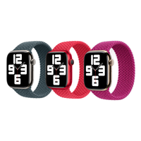 Apple 3 Pack Gevlochten solobandje voor de Apple Watch | 38/40/41/42 mm - Maat 6 - Lake Green/ (PRODUCT)RED/ Magenta