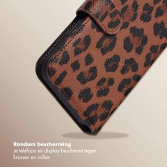 Selencia Sabi Bookcase met Panterprint Apple iPhone 12 (Pro) - Mocha Brown