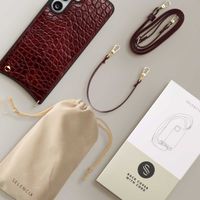 Selencia Nova Croco Telefoonhoes met Koord en Pashouder Samsung Galaxy S25 FE - Burgundy