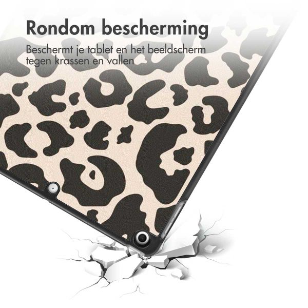 imoshion Design Trifold Bookcase Apple iPad 9 (2021) 10.2 inch / iPad 8 (2020) 10.2 inch / iPad 7 (2019) 10.2 inch - Leopard