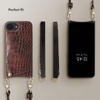 Selencia Nova Croco Phone Case with Cord and Card Holder Apple iPhone 17e / 16e - Burgundy
