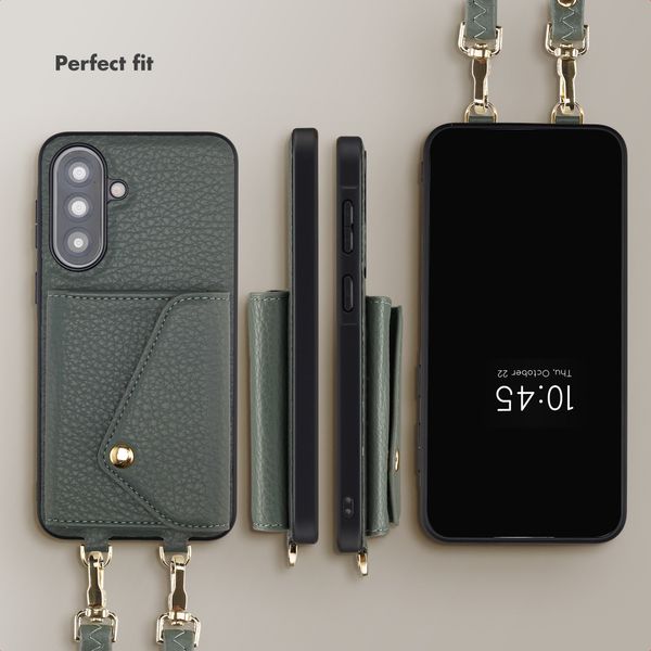 Selencia Sera Phone Case with Cord and Envelope Card Holder Samsung Galaxy A37 (5G) - Sage Green