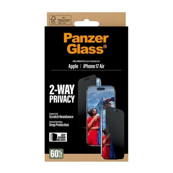 PanzerGlass Privacy Ultra-Wide Fit Anti-Bacterial Screenprotector incl. applicator Apple iPhone Air
