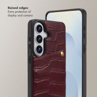 Selencia Nova Croco Phone Case with Cord and Card Holder Samsung Galaxy S26 - Burgundy