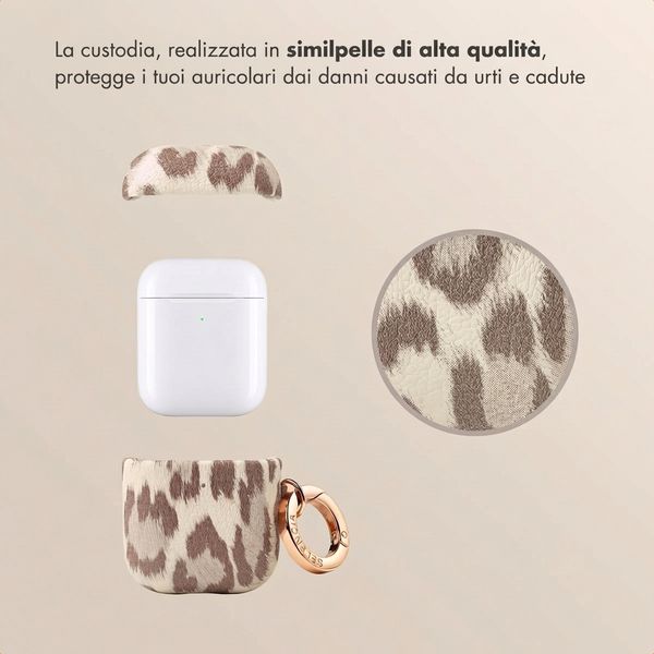 Selencia Sabi Case met panterprint  Apple Airpods 1 / 2 - Soft Ivory