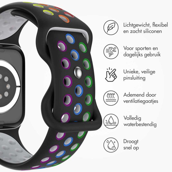 imoshion Sport⁺ bandje Apple Watch Series 1 t/m 9 / SE (38/40/41 mm) | Series 10 (42 mm) - Maat S/M - Black Rainbow