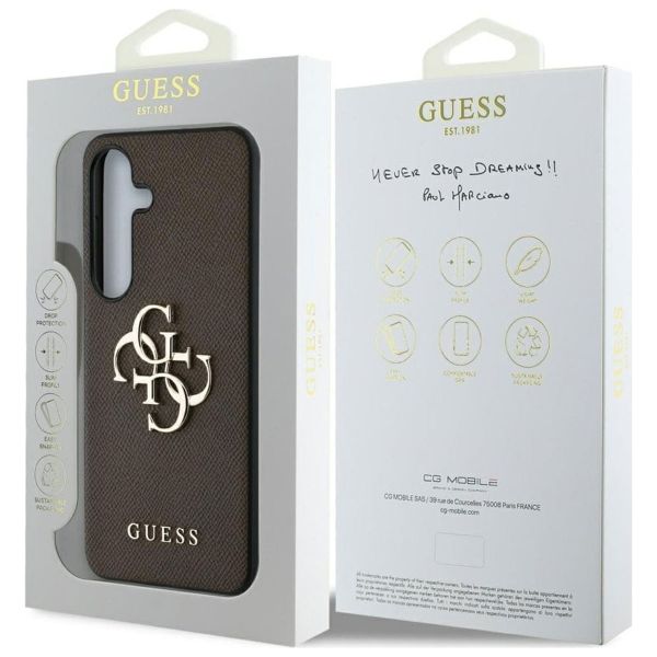 Guess 4G Metal Logo Saffiano Backcover Samsung Galaxy S25 Plus - Bruin