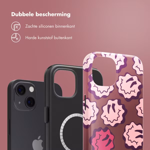Selencia Vivid Backcover met MagSafe Apple iPhone 13 - Wavy Smiley Pink