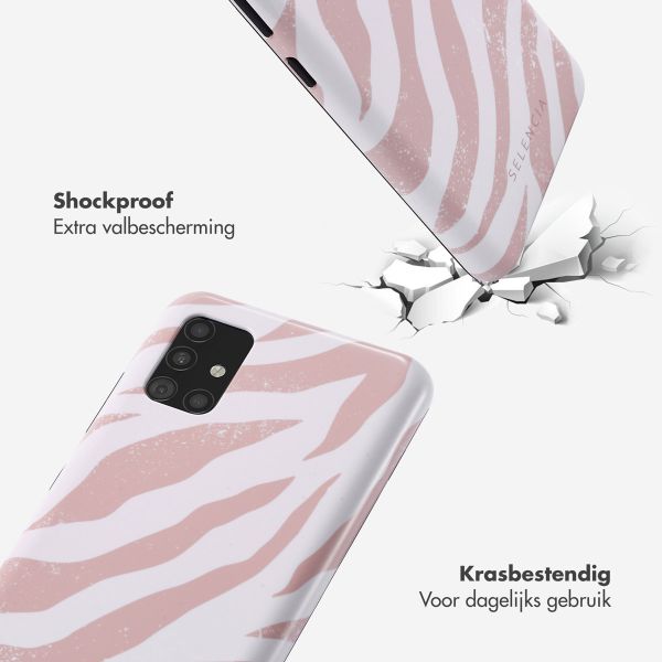 Selencia Vivid Tough Backcover Samsung Galaxy A51 - Colorful Zebra Old Pink