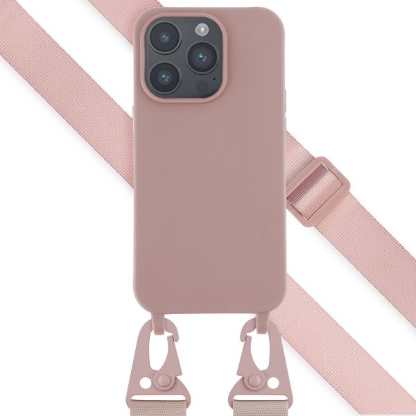 Selencia Siliconen hoesje met afneembaar koord iPhone 14 Pro - Sand Pink