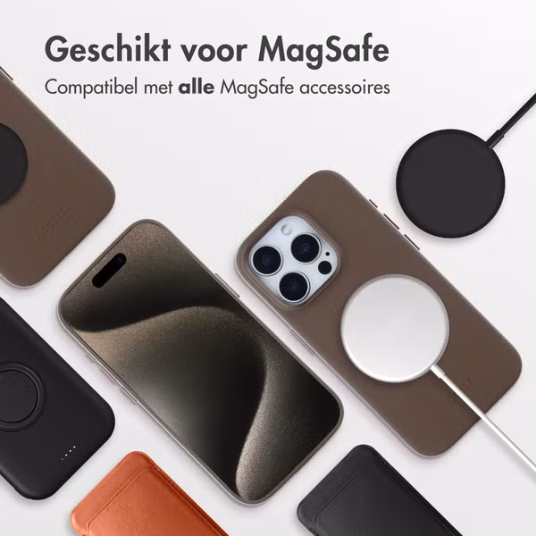 Accezz MagSafe Leather Backcover Apple iPhone 15 Pro - Coffee Brown