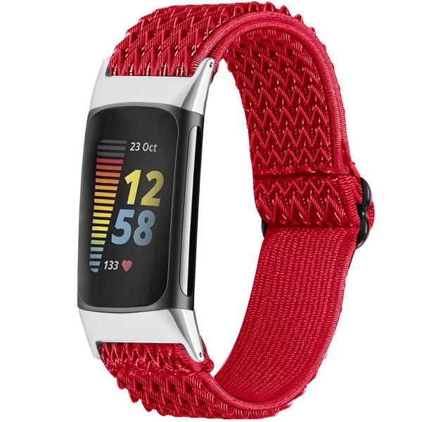 imoshion Elastisch nylon bandje Fitbit Charge 5 / Charge 6 - Rood