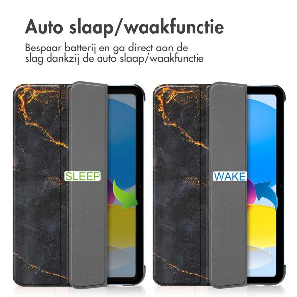 imoshion Design Trifold Bookcase Apple iPad 11 (2025) 11 inch A16 / iPad 10 (2022) 10.9 inch - Black Marble